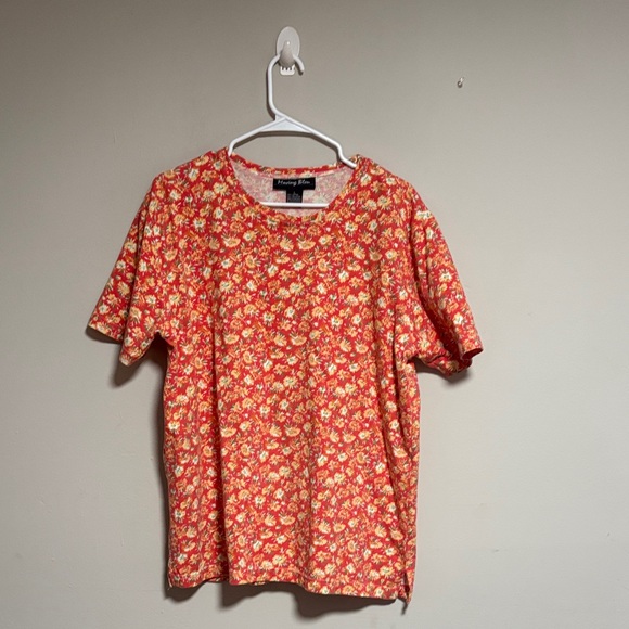 Moving Blue Red Floral Women's Top - Picture 5 of 7
